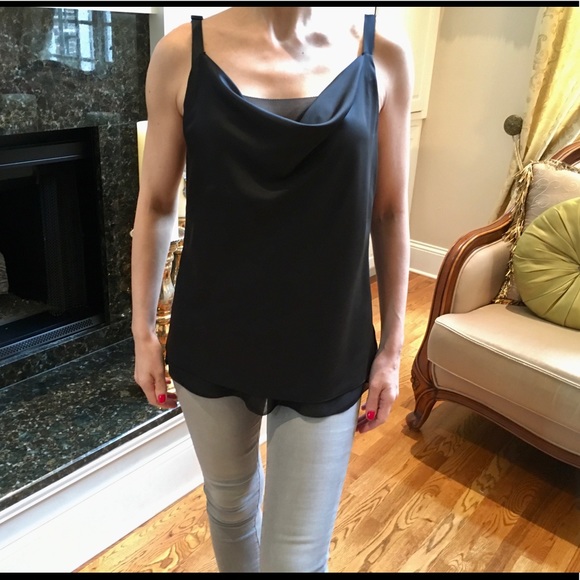 White House Black Market Black Satin Draped Neck Cami Camisole sz.XXS - Picture 7 of 15